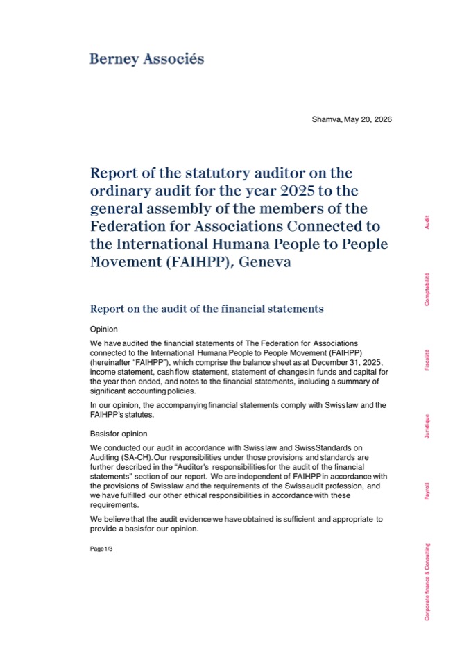 Report of the statutory auditor page 1