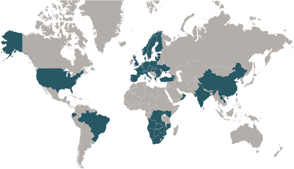 World Map showing Humana presence